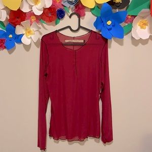 Cynthia Ashby NWOT ✨ Essential mesh top M pink red